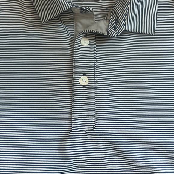 NIKE MENS DRY FIT MENS GOLF POLO SHORT SLEEVE SHIRT NAVY BLUE STRIPED SIZE LARGE - Picture 6 of 13